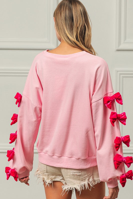 BiBi Velvet Ribbon Bows Long Sleeve Round Neck Sweatshirt Apparel/Tops BiBi Ship from USA TikTok Tops Trendsi USPS Walmart Walmart Apparel Trendsi https://www.cyberehub.com