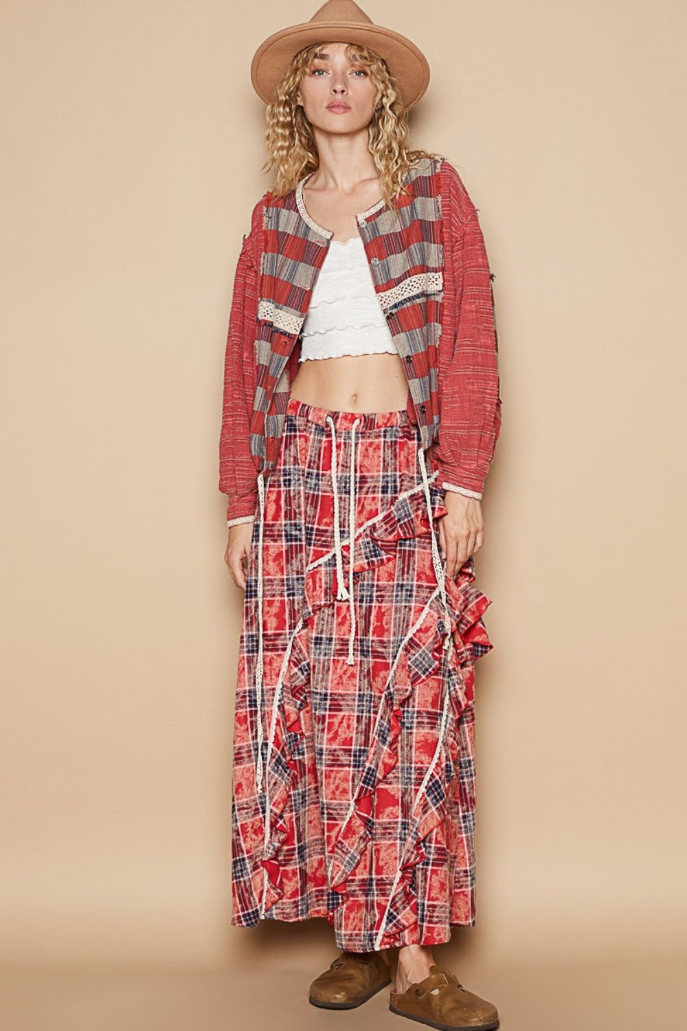 POL Round Neck Long Sleeve Plaid Shirt Tops/Jackets/Sweaters Clothing Tops POL Ship from USA TikTok Trendsi USPS Walmart Trendsi https://www.cyberehub.com