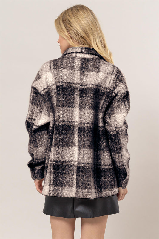 HYFVE Plaid Button Up Boucle Jacket Tops/Jackets/Sweaters Clothing Tops HYFVE Ship from USA TikTok Trendsi USPS Walmart Trendsi https://www.cyberehub.com