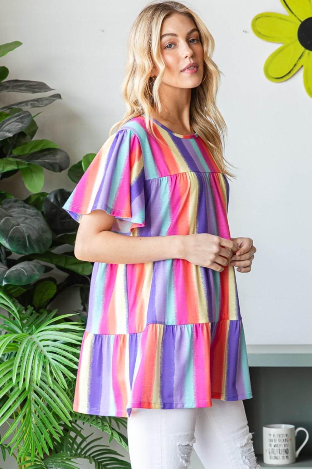 Heimish Full Size Short Sleeve Striped Tiered Top Apparel/Tops Heimish Ship from USA TikTok Tops Trendsi USPS Walmart Walmart Apparel Trendsi https://www.cyberehub.com