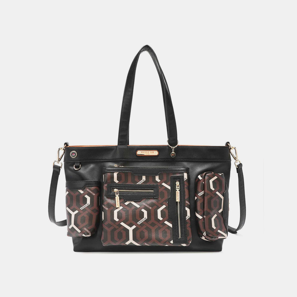 Nicole Lee USA Geometric Pattern Large Handbag Brown One Size Bag Bag Nicole Lee USA Ship from USA Women Trendsi https://www.cyberehub.com