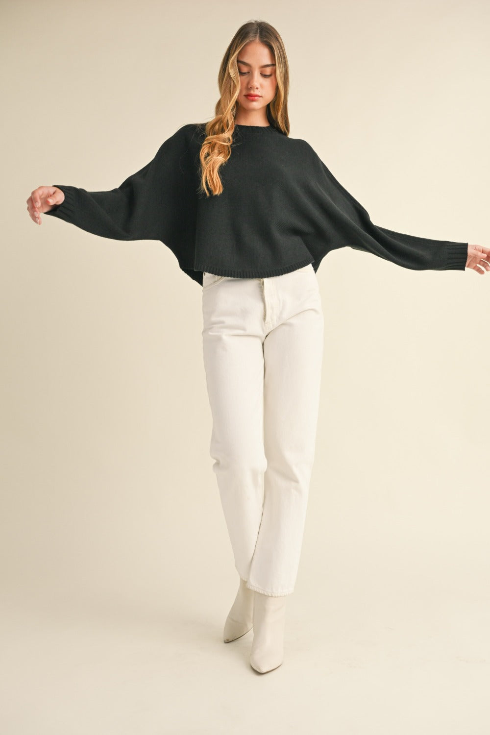 Mable Round Neck Dolman Sleeve Cropped Sweater Shirt Apparel Clothing Tops MABLE Ship from USA Shirts USA Women Trendsi https://www.cyberehub.com