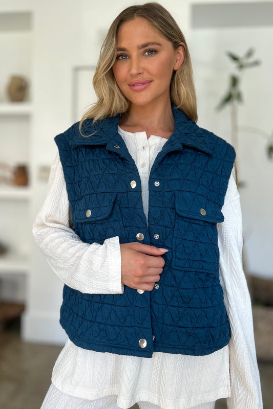 Double Take Full Size Pocketed Texture Snap Down Vest Coat Shirt Apparel Clothing Tops Double Take Ship from USA Shirts USA Women Trendsi https://www.cyberehub.com