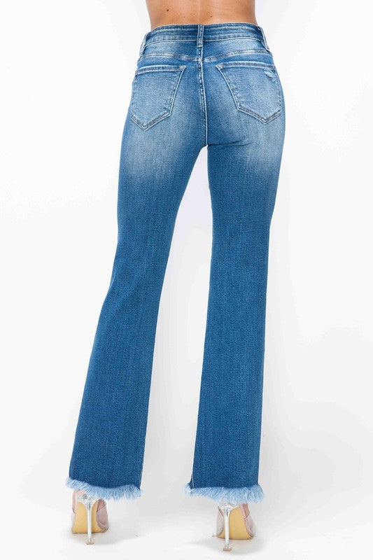 bytos Full Size Raw Hem Distressed High Rise Bootcut Jeans Apparel Apparel bytos Ship from USA TikTok Trendsi Trendsi https://www.cyberehub.com