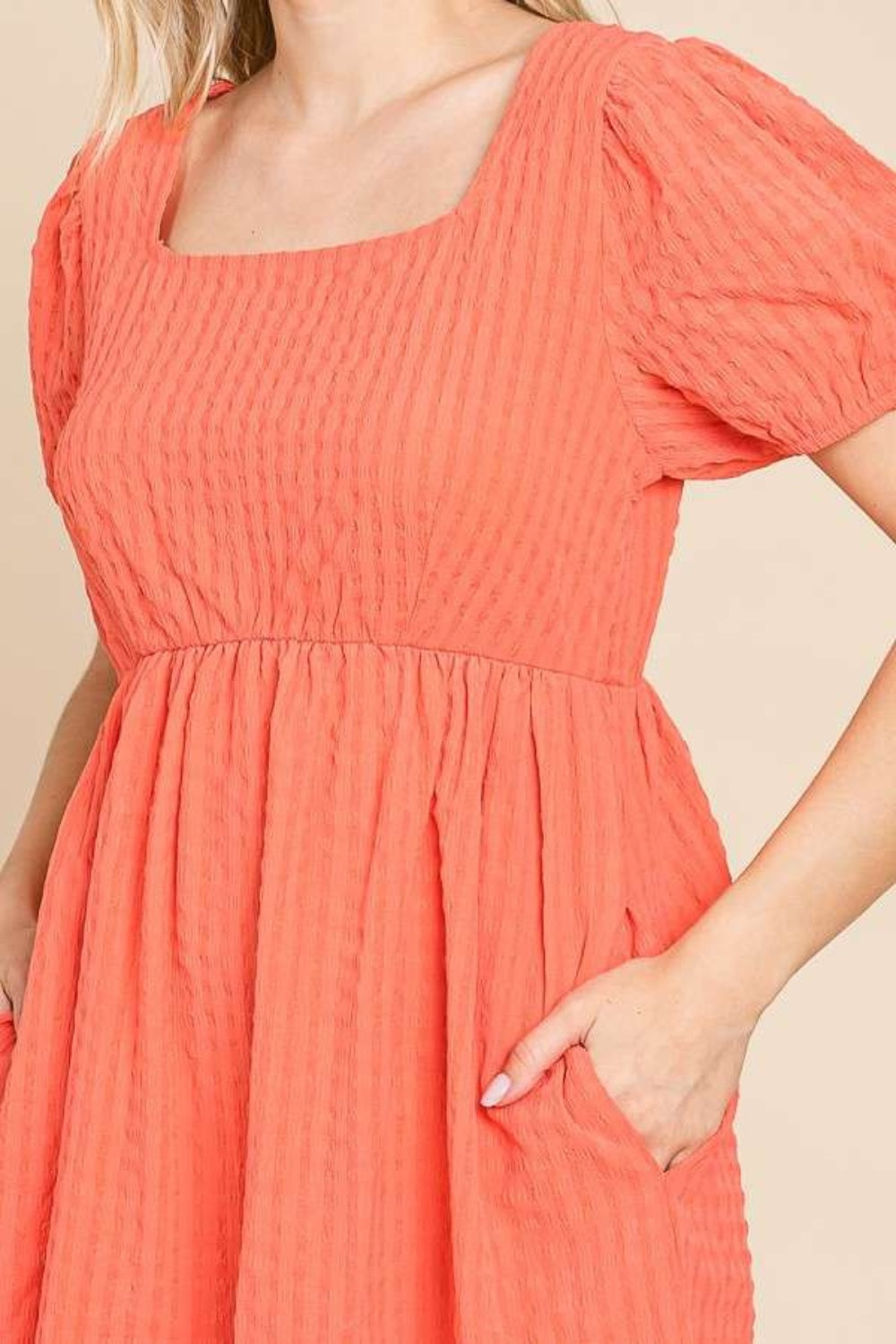 Culture Code Textured Square Neck Short Sleeve Dress Apparel/Dress Culture Code Dress Ship from USA TikTok Trendsi USPS Walmart Walmart Apparel Trendsi https://www.cyberehub.com