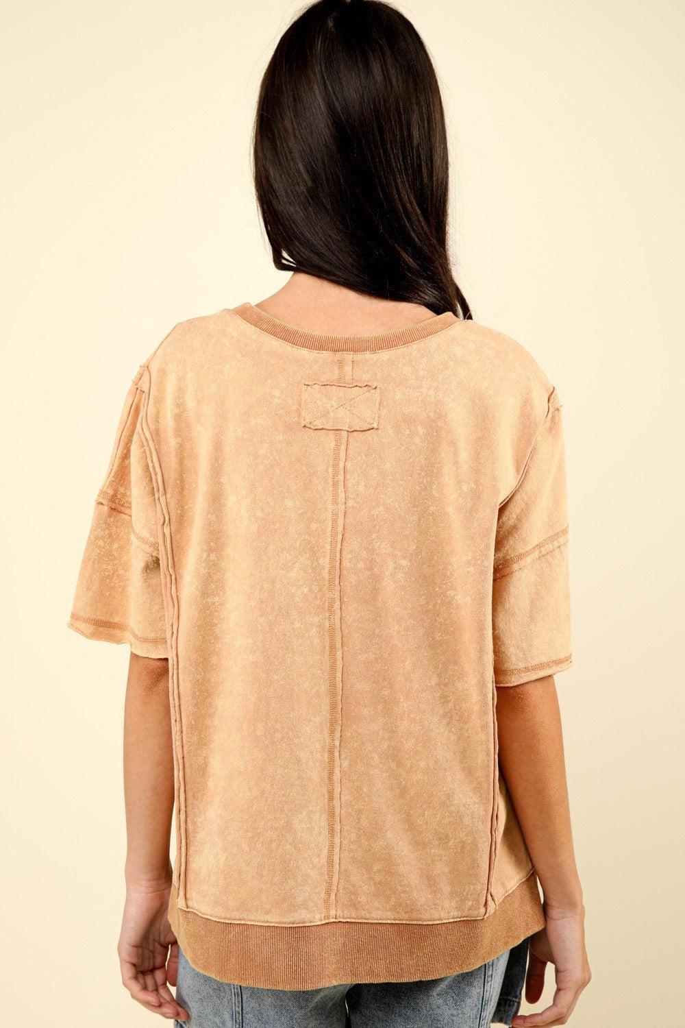 VERY J Round Neck Exposed Seam Slit T-Shirt Tops/Jackets/Sweaters Clothing Tops Ship from USA TikTok Trendsi USPS VERY J Walmart Trendsi https://www.cyberehub.com