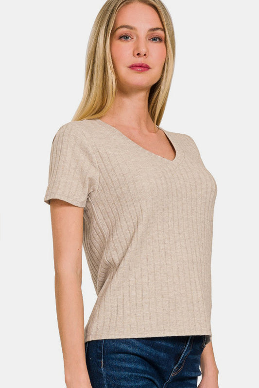 Zenana Ribbed Short Sleeve T-Shirt Tops/Jackets/Sweaters Clothing Tops Ship from USA TikTok Trendsi USPS Walmart Zenana Trendsi https://www.cyberehub.com