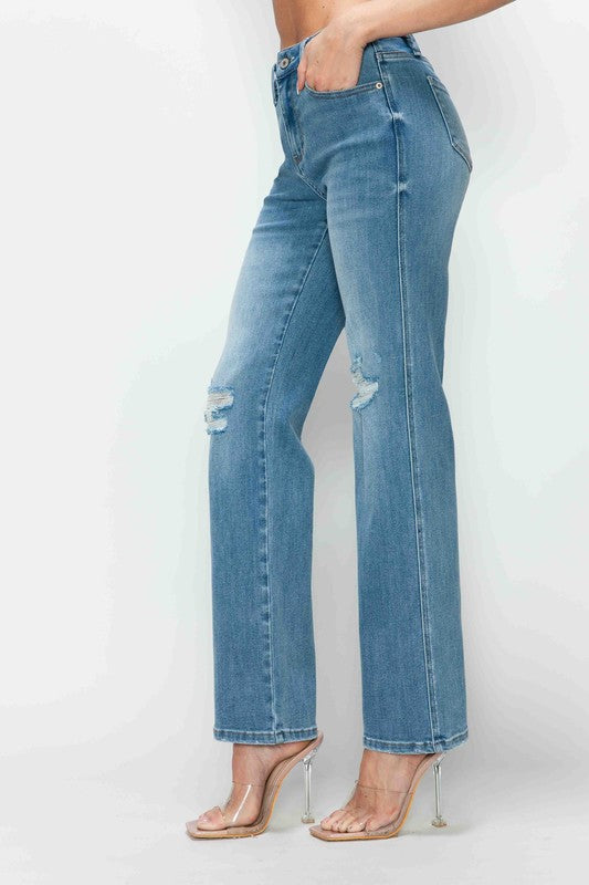 bytos Full Size Distressed High Rise Straight Jeans Apparel Apparel bytos Ship from USA TikTok Trendsi Trendsi https://www.cyberehub.com