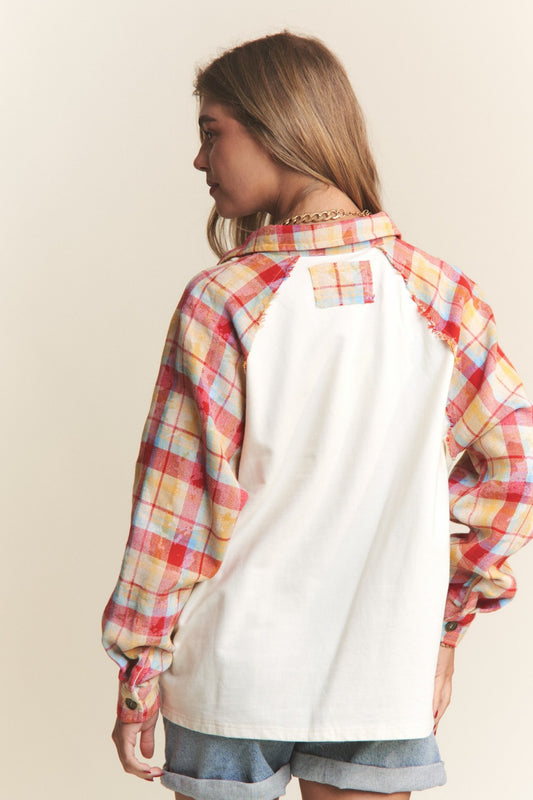 J.NNA Plaid Contrast Button Down Henley Top Tops/Jackets/Sweaters Clothing Tops J.NNA Ship from USA TikTok Trendsi USPS Walmart Trendsi https://www.cyberehub.com