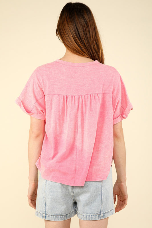 VERY J Nochted Short Sleeve Washed T-Shirt Tops/Jackets/Sweaters Clothing Tops Ship from USA TikTok Trendsi USPS VERY J Walmart Trendsi https://www.cyberehub.com