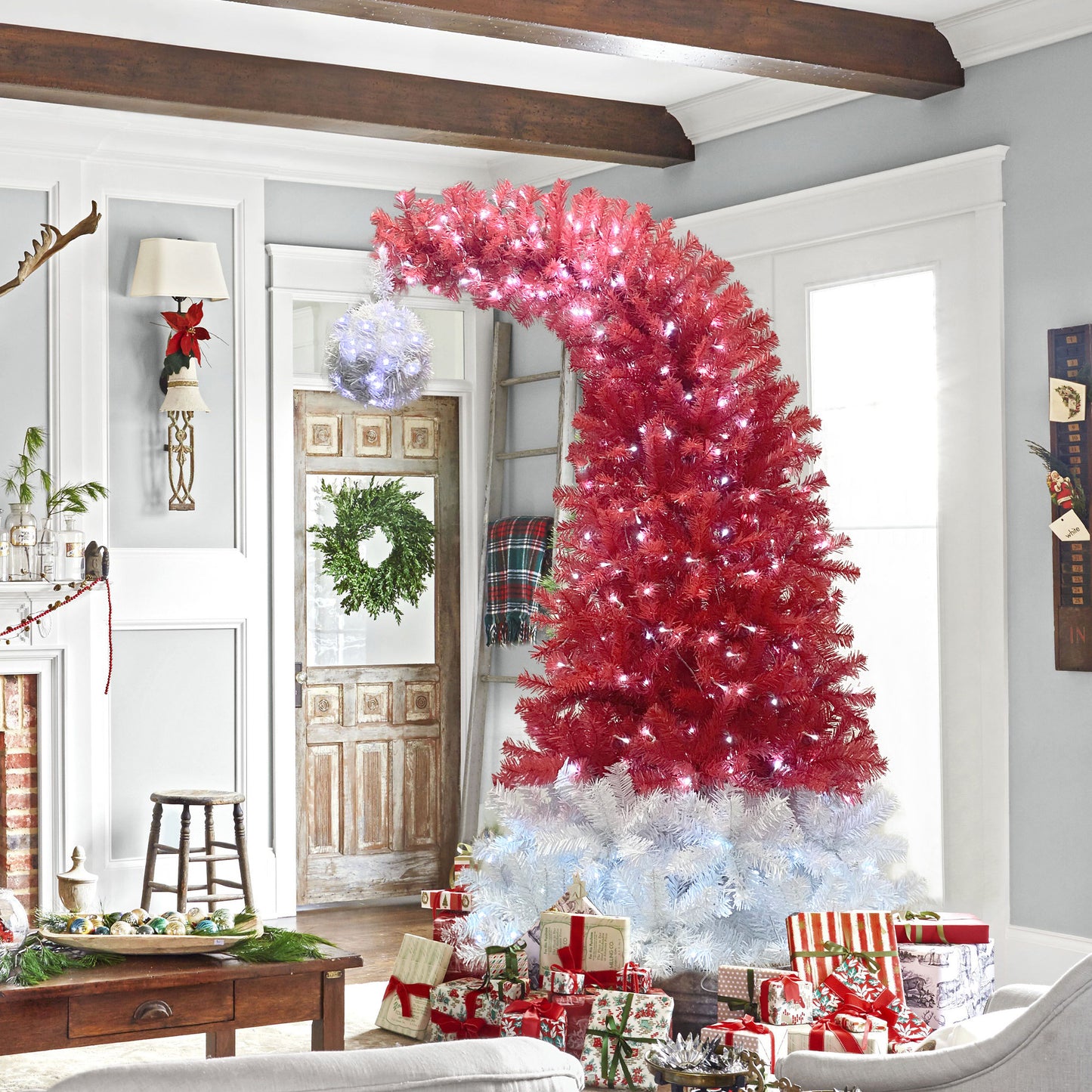6FT Hinged Fir Artificial Fir Bent Top Christmas Tree, Xmas Tree Bendable Santa Hat Style Christmas Tree Holiday Decoration,1250 Lush Branch Tips, 300 LED Lights X-mas Furniture Giga Giga https://www.cyberehub.com