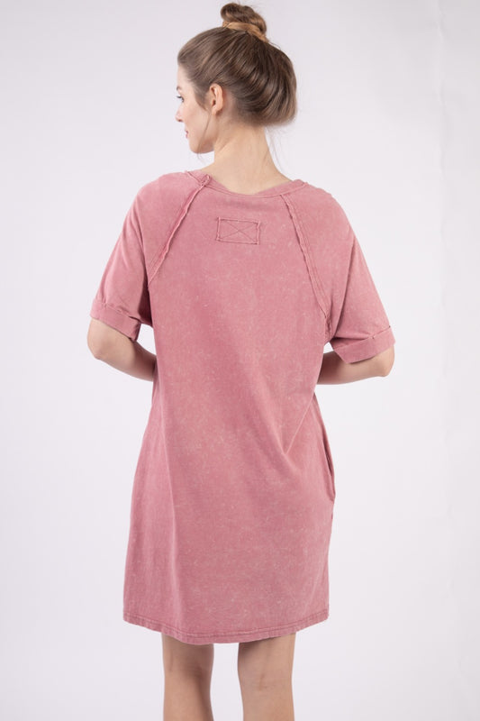 VERY J Washed Round Neck Mini Tee Dress Apparel/Dress Dress Ship from USA TikTok Trendsi USPS VERY J Walmart Walmart Apparel Trendsi https://www.cyberehub.com