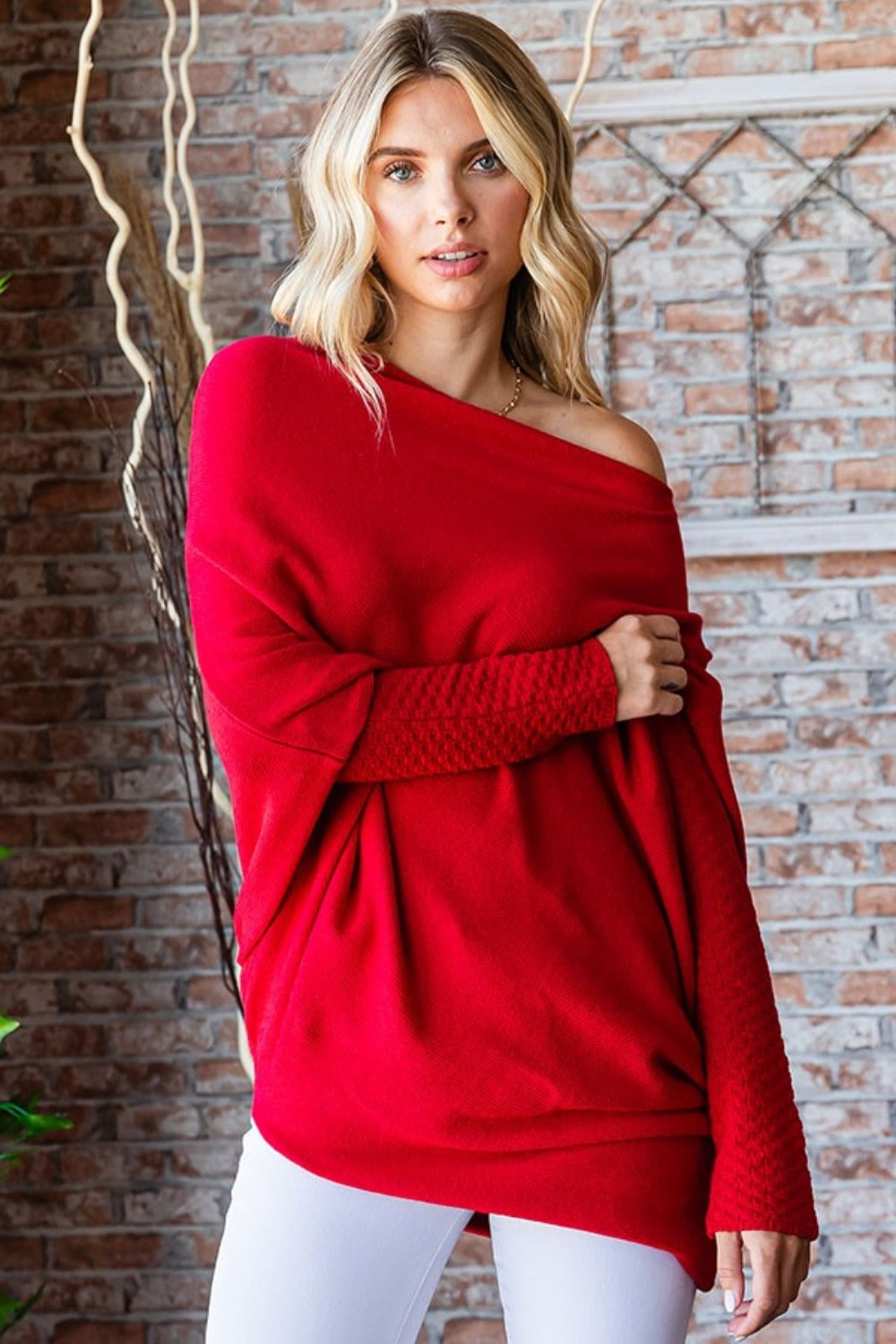 First Love Full Size Asymmetrical Hem Dolman Sleeve Sweater Burgundy Shirt Apparel Clothing Tops First Love Ship from USA Shirts USA Women Trendsi https://www.cyberehub.com