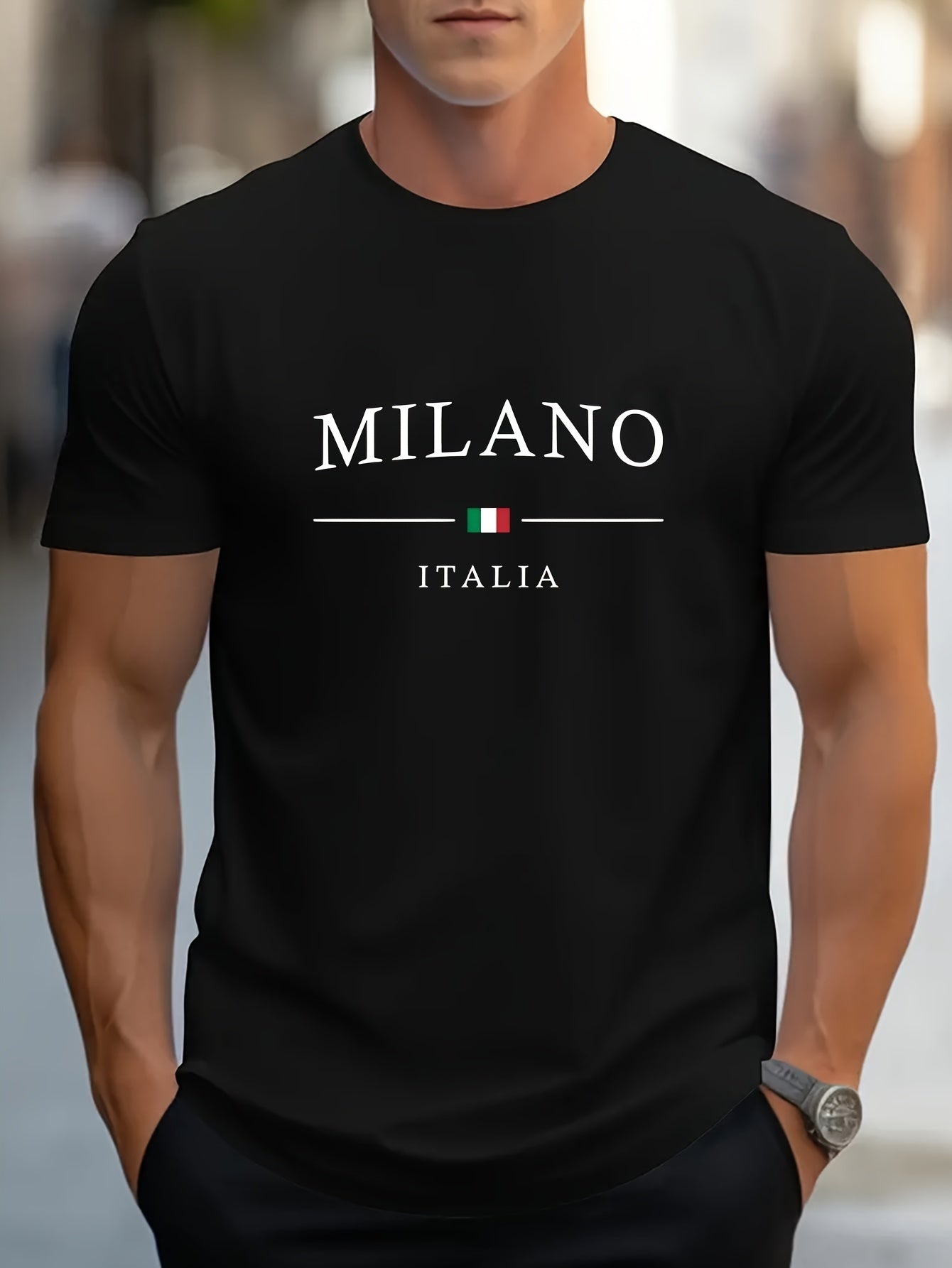 Milano Patterned Printed Men's T-shirt, Comfortable And Elastic Round Neck T-shirt, Perfect For Summer Outdoor Activities, Fashionable Streetwear, Men's Casual Tops Apparel/Shirt/Graphic Shirt SNULLO https://www.cyberehub.com