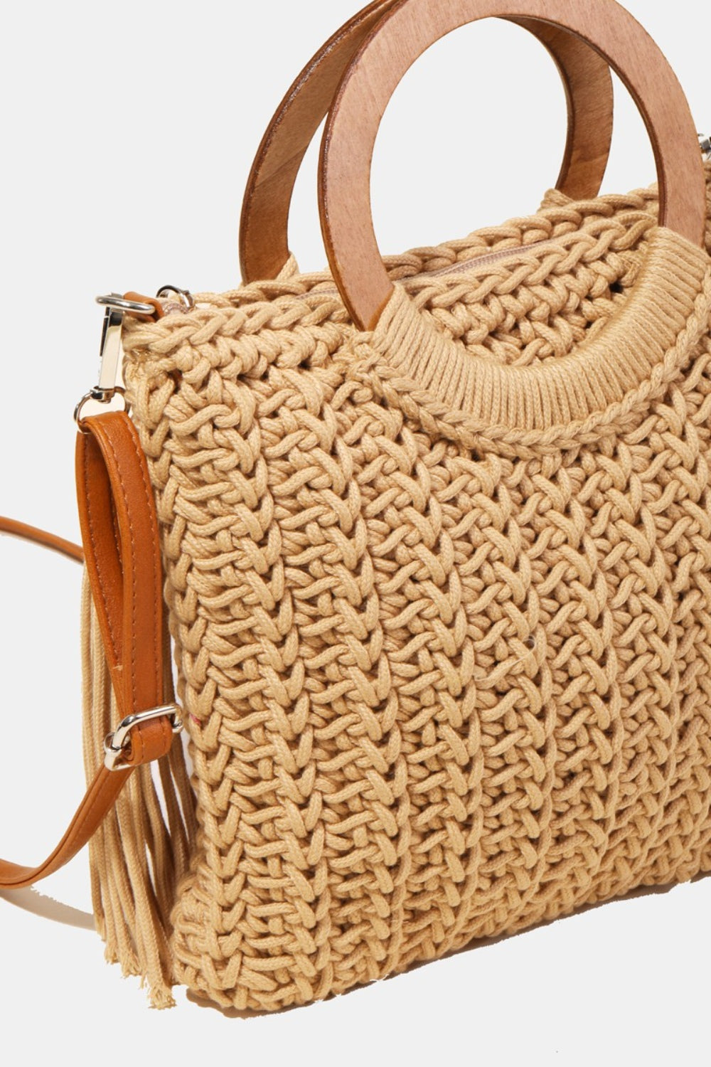 Fame Crochet Knit Convertible Tote Bag with Tassel Fame Accessories Ship from USA TikTok USA Trendsi https://www.cyberehub.com