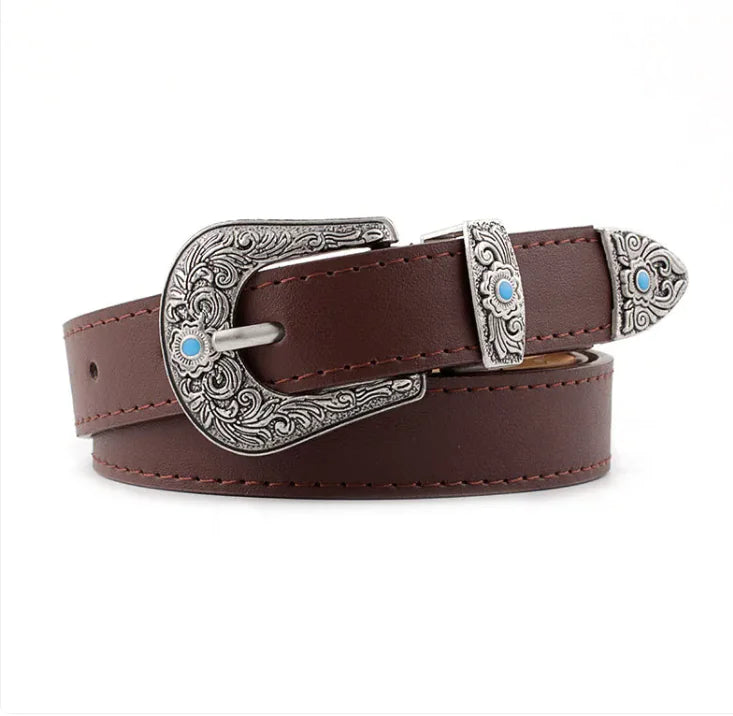 Women's belt with metal carving Coffee Belt Apparel Belt Trendsi https://www.cyberehub.com