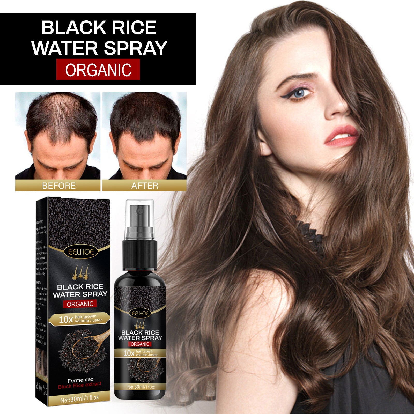 Black Rice Hair Spray Strengthen And Strengthen Hair Dense Hair Hydrating Repair Root Soft Hair Growth Spray Health & Beauty Health Eprolo https://www.cyberehub.com
