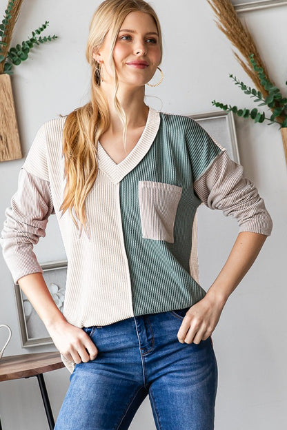 Heimish Color Block Exposed Seam Ribbed T-Shirt Cream Tops/Jackets/Sweaters Clothing Tops Heimish Ship from USA TikTok Trendsi USPS Walmart Trendsi https://www.cyberehub.com
