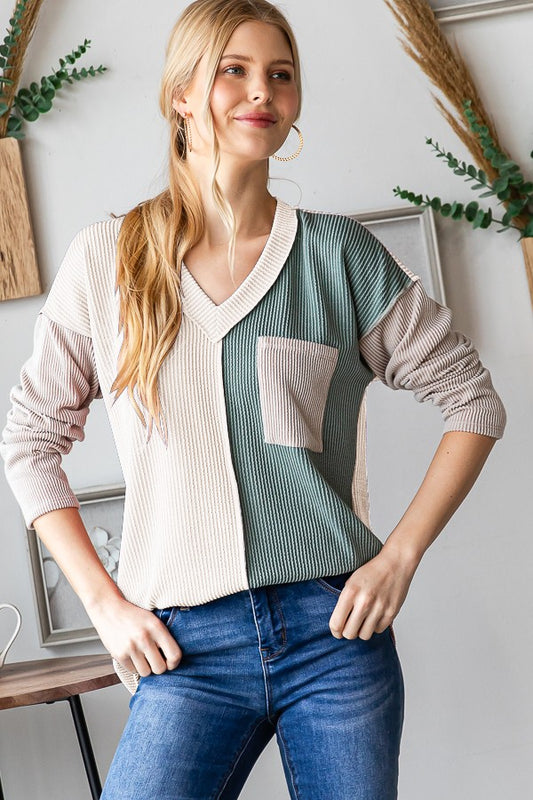 Heimish Color Block Exposed Seam Ribbed T-Shirt Cream Tops/Jackets/Sweaters Clothing Tops Heimish Ship from USA TikTok Trendsi USPS Walmart Trendsi https://www.cyberehub.com