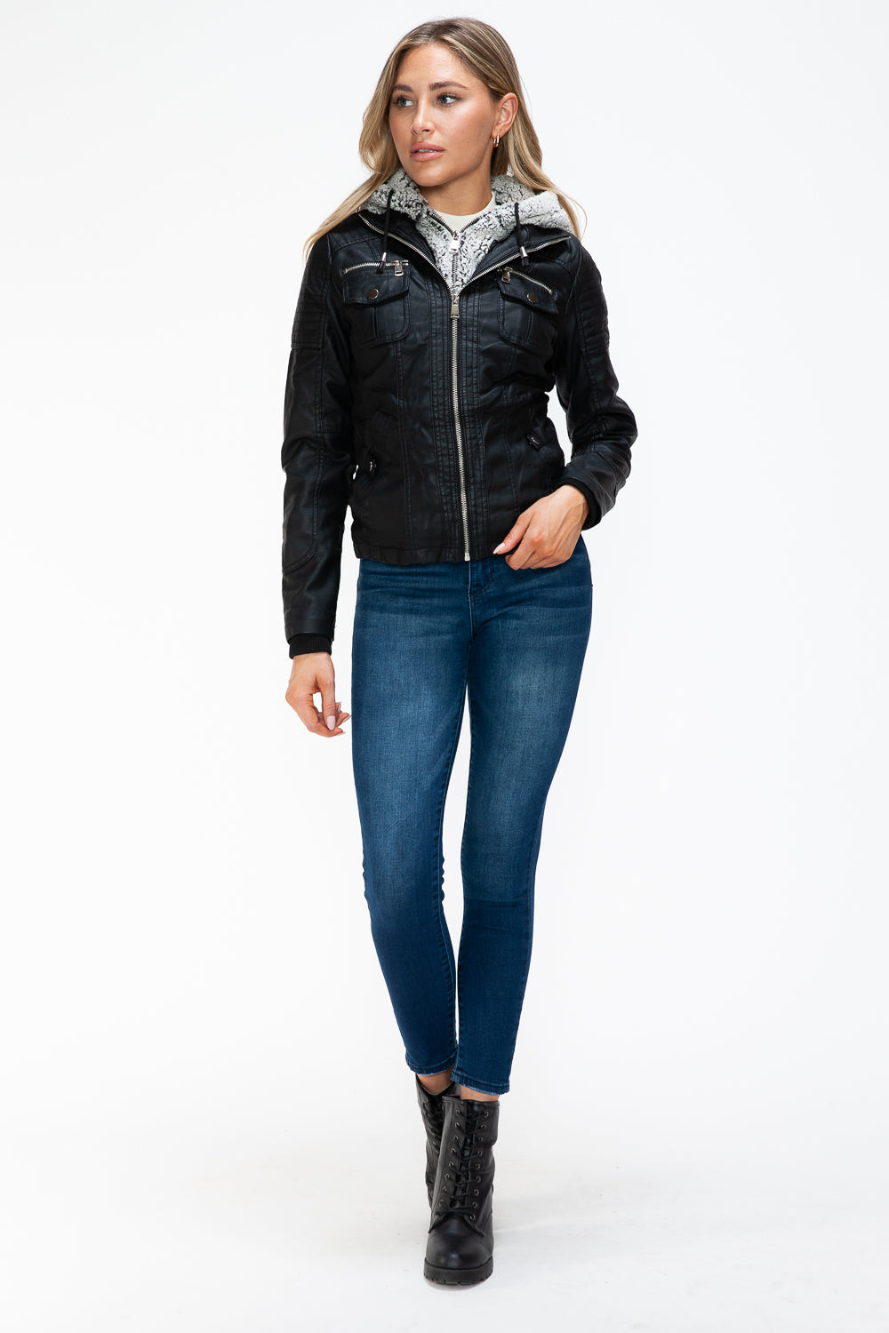 YMI Removable Faux Layered Multi-Pocket Jacket with Fuzzy Hood Apparel Featured Ship from USA Tiktok Trendsi USA USPS Walmart YMI outerwear Trendsi https://www.cyberehub.com