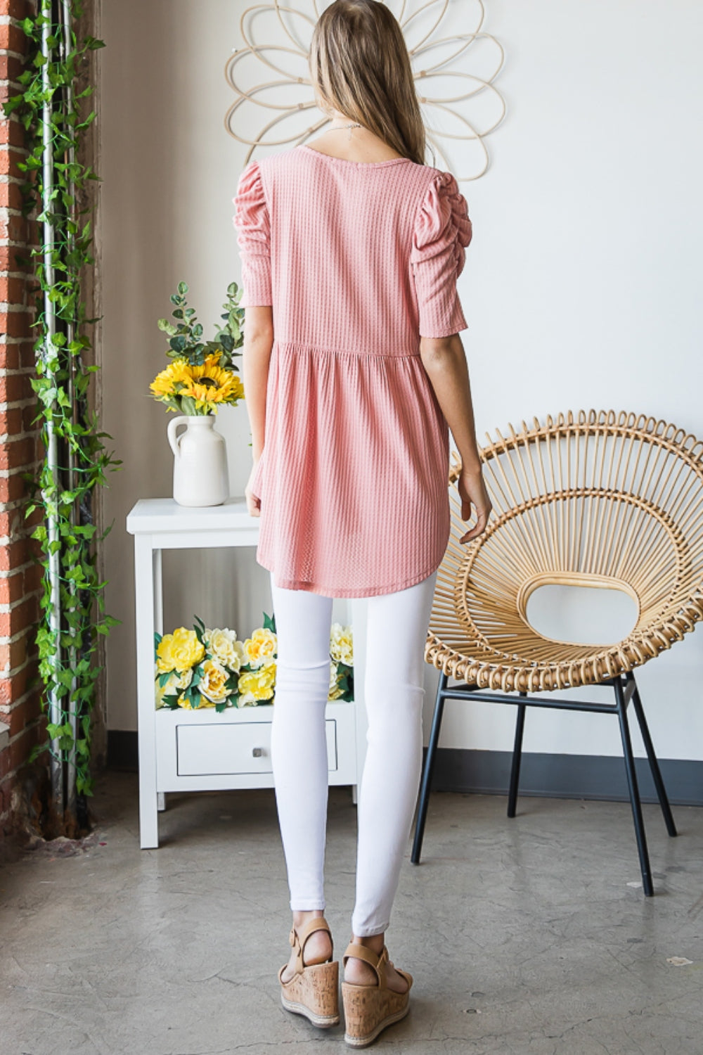 Heimish Full Size Waffle Knit V-Neck Babydoll Top Apparel/Tops Heimish Ship from USA TikTok Tops Trendsi USPS Walmart Walmart Apparel Trendsi https://www.cyberehub.com