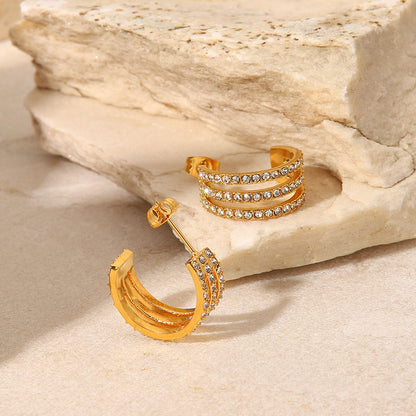 Stainless Steel Inlaid Zircon C-Hoop Earrings Jewelry Jack&Din Jewelry Ship from USA Walmart Trendsi https://www.cyberehub.com