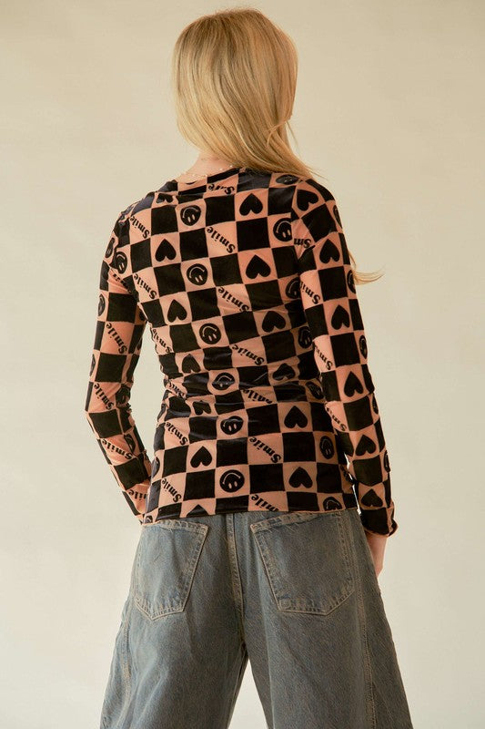 Davi & Dani Heart Print Long Sleeve Top Apparel/Tops Davi & Dani Ship from USA TikTok Tops Trendsi USPS Walmart Walmart Apparel Trendsi https://www.cyberehub.com