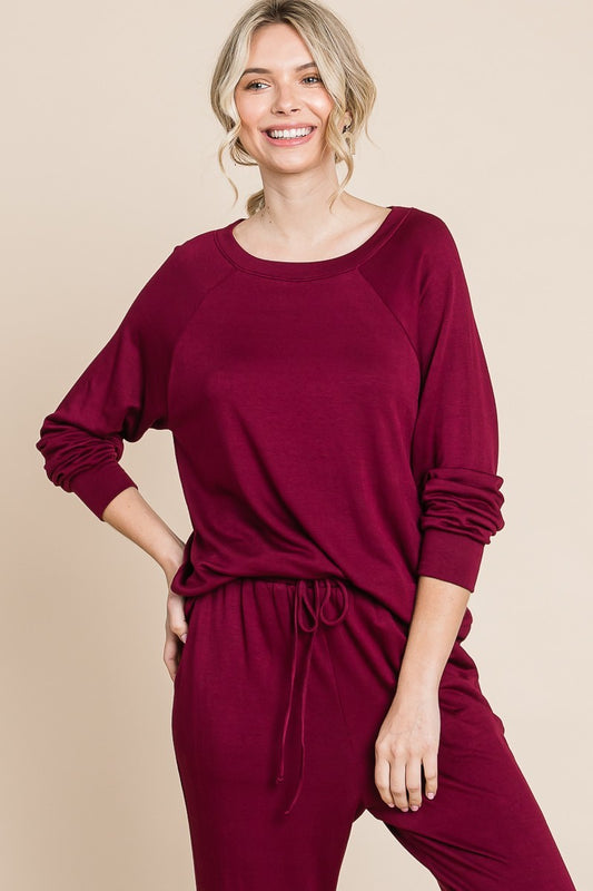 Super Lady Round Neck Raglan Sleeve Top and Pants Lounge Set Burgundy Apparel/Tops Ship from USA Super Lady TikTok Tops Trendsi USPS Walmart Walmart Apparel Trendsi https://www.cyberehub.com