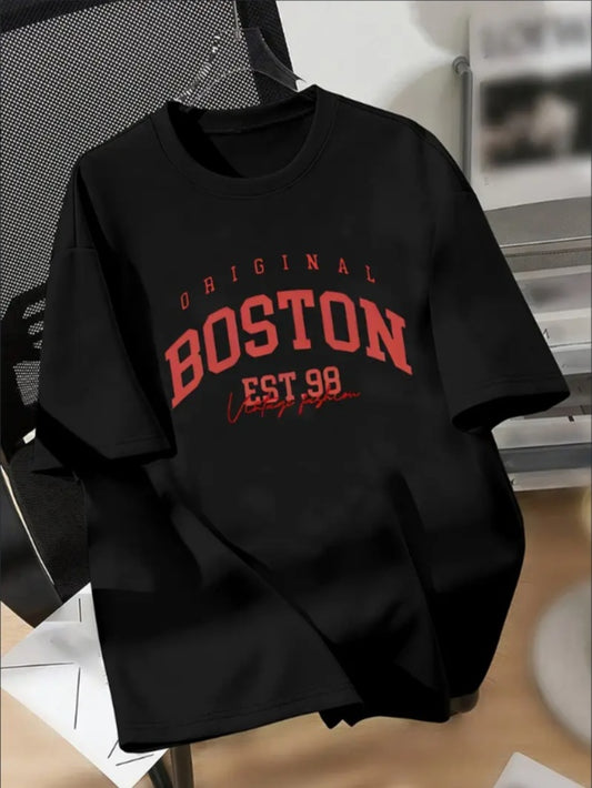 Boys' Casual Geometric Print T-Shirt - Machine Washable, Round Neck - Perfect For Spring Summer Apparel/Shirt/Graphic Shirt SNULLO https://www.cyberehub.com