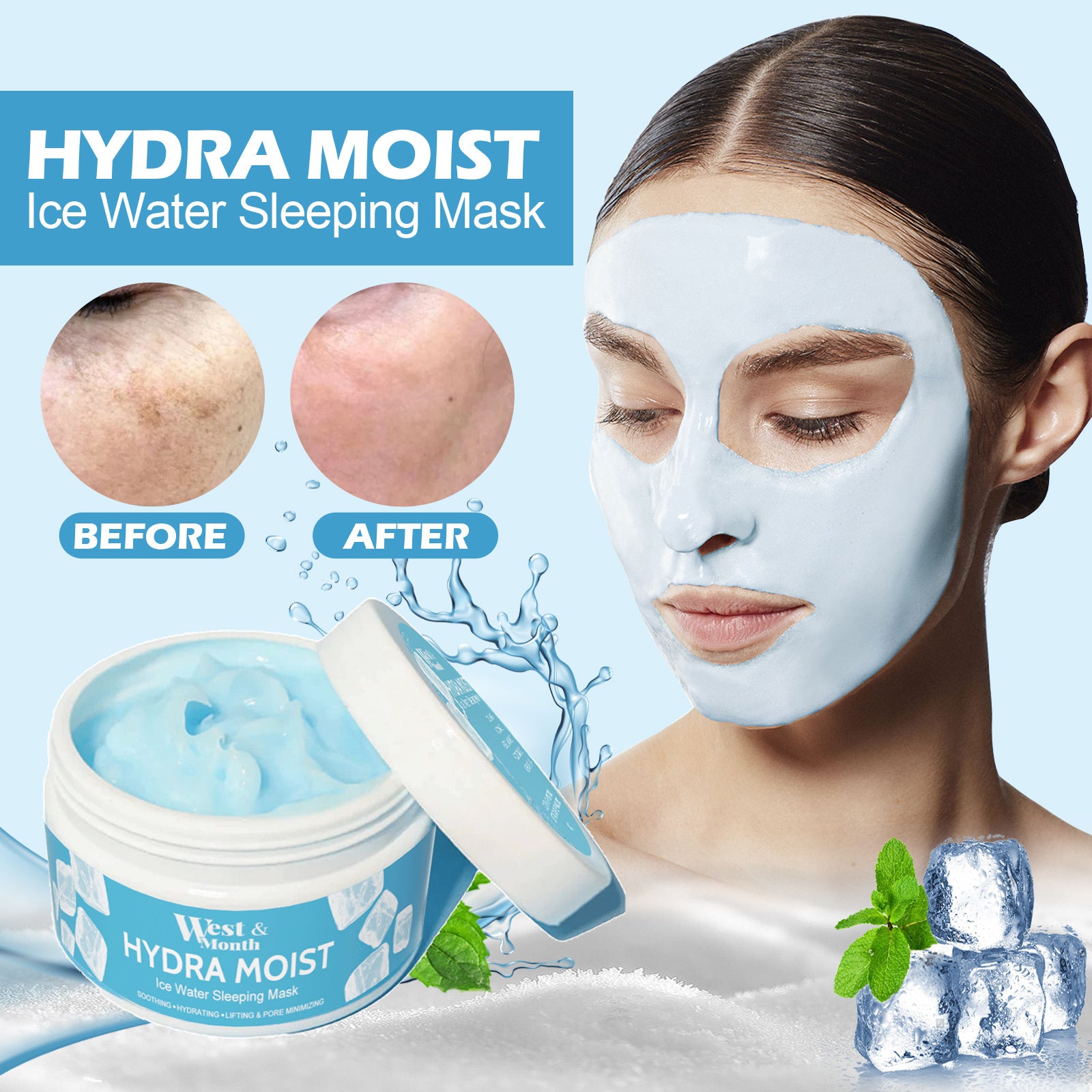 West&Month Radiant Sleep Facial Mask Deep Cleaning Pore Moisturizing Facial Mask Health Beauty CJ USa USPS Muqe https://www.cyberehub.com
