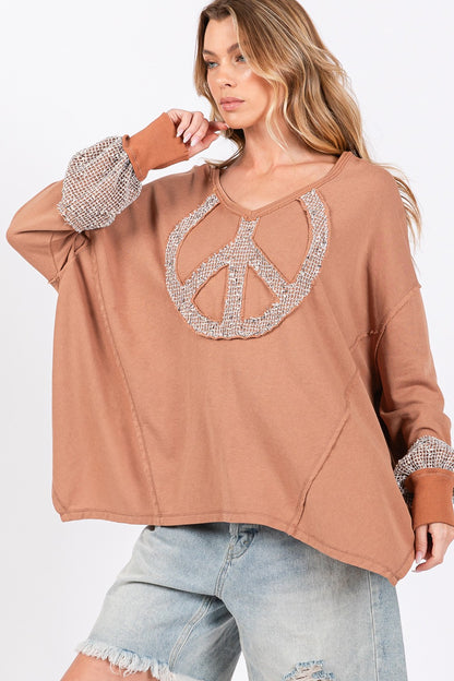 SAGE + FIG Peace Sign Mineral Wash Terry Top Tops/Jackets/Sweaters Clothing Tops SAGE+FIG Ship from USA TikTok Trendsi USPS Walmart Trendsi https://www.cyberehub.com