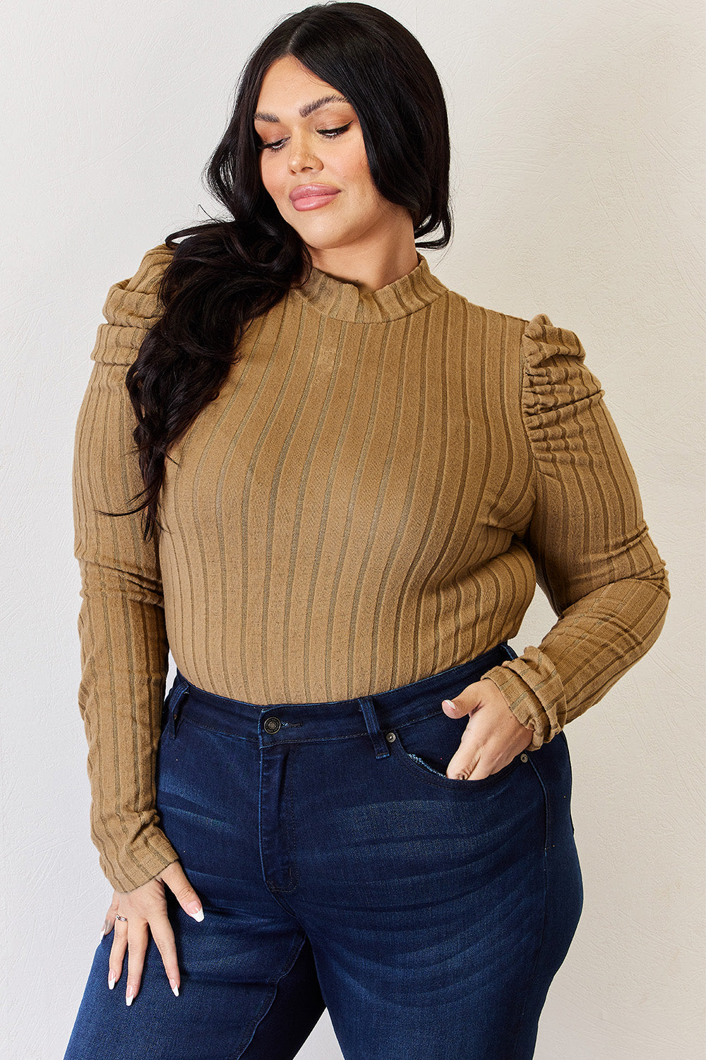 Basic Bae Full Size Ribbed Mock Neck Puff Sleeve T-Shirt Apparel/Tops Basic Bae Ship from USA TikTok Tops Trendsi USPS Walmart Walmart Apparel Trendsi https://www.cyberehub.com
