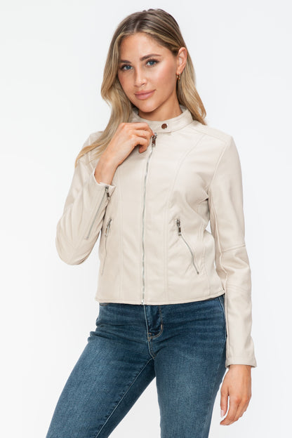 Snobbish PU Leather Zip Up Jacket with Pockets Tops/Jackets/Sweaters Clothing Tops Ship from USA Snobbish TikTok Trendsi USPS Walmart Trendsi https://www.cyberehub.com