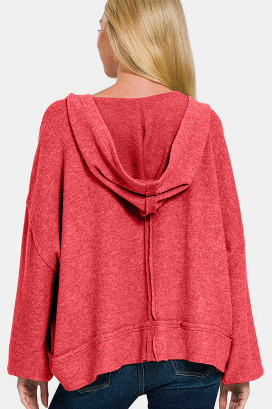 Zenana Brushed Hacci Exposed Seam Hoodie Apparel/Tops Ship from USA TikTok Tops Trendsi USPS Walmart Walmart Apparel Zenana Trendsi https://www.cyberehub.com