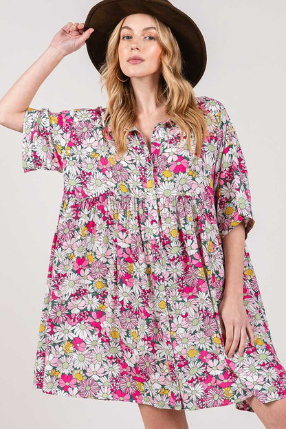 SAGE + FIG Floral Button Down Mini Shirt Dress Apparel/Dress Dress SAGE+FIG Ship from USA TikTok Trendsi USPS Walmart Walmart Apparel Trendsi https://www.cyberehub.com