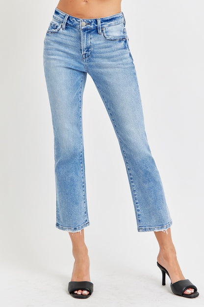 RISEN Full Size Low Rise Crop Slim Straight Jeans Medium Bottoms Bottoms Clothing RISEN Ship from USA Women Trendsi https://www.cyberehub.com