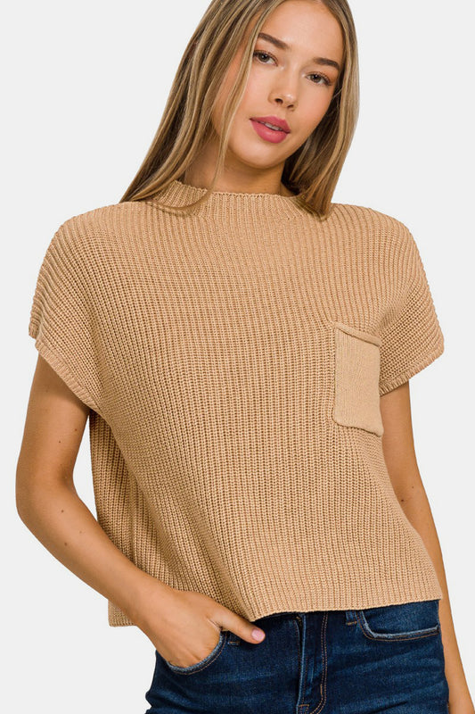 Zenana Mock Neck Short Sleeve Cropped Sweater Brush Shirt Apparel Clothing Tops Ship from USA Shirts USA Women Zenana Trendsi https://www.cyberehub.com