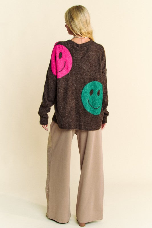 Davi & Dani Contrast Smile Round Neck Oversize Sweater Tops/Jackets/Sweaters Clothing Tops Davi & Dani Ship from USA TikTok Trendsi USPS Walmart Trendsi https://www.cyberehub.com