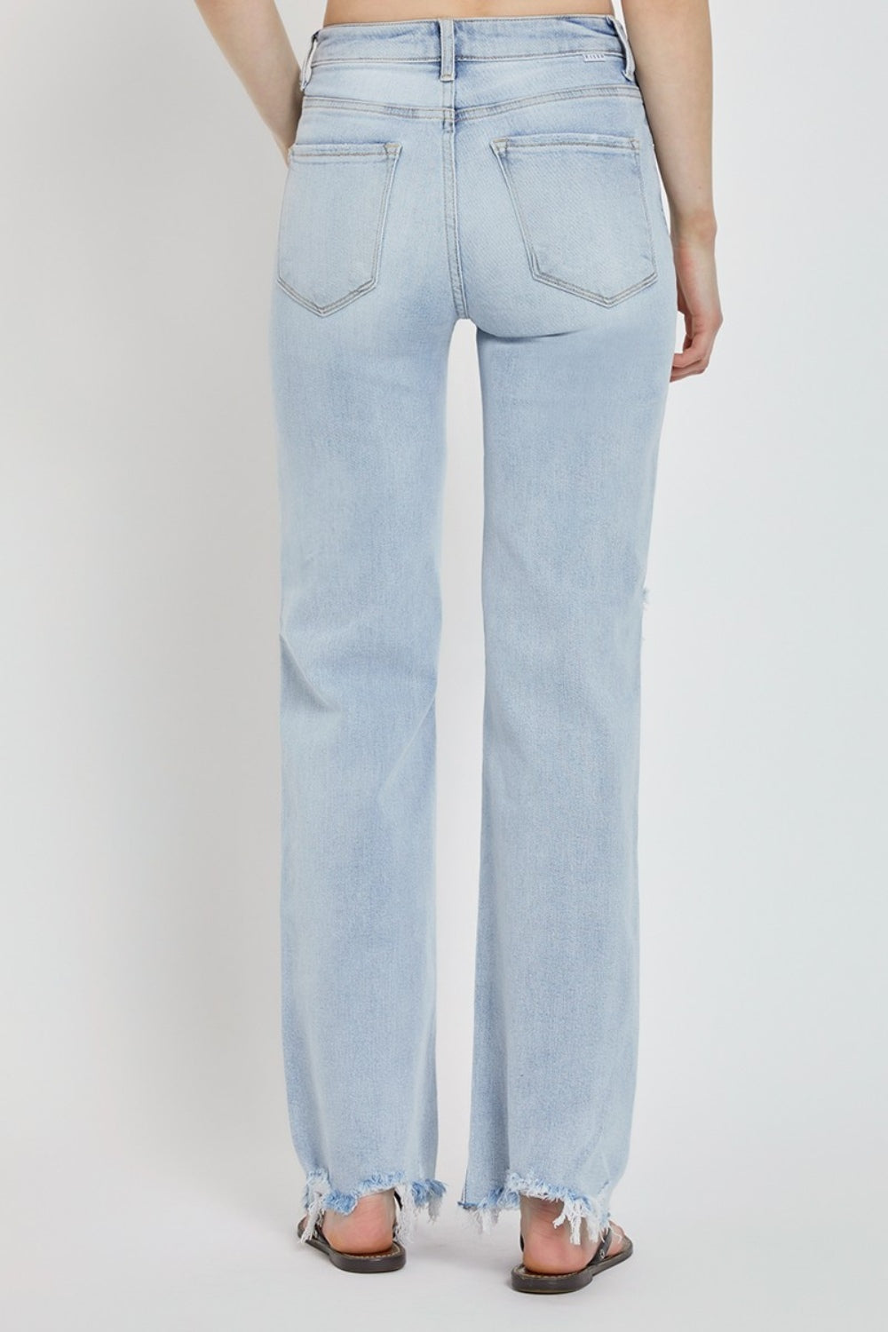 RISEN Full Size High Rise Distressed Wide Leg Jeans Bottoms Bottoms Clothing RISEN Ship from USA Women Trendsi https://www.cyberehub.com