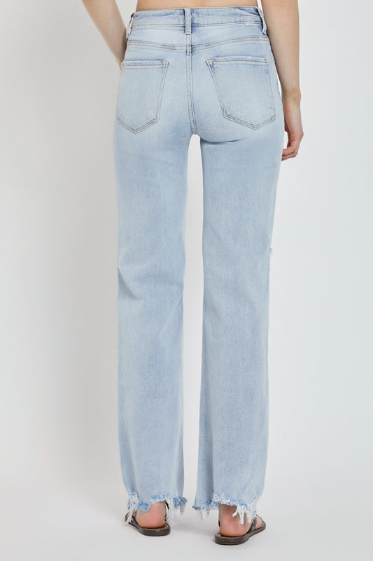 RISEN Full Size High Rise Distressed Wide Leg Jeans Bottoms Bottoms Clothing RISEN Ship from USA Women Trendsi https://www.cyberehub.com
