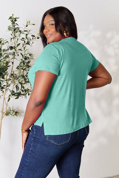 Basic Bae Full Size Round Neck Short Sleeve T-Shirt Apparel/Tops Basic Bae Ship from USA TikTok Tops Trendsi USPS Walmart Walmart Apparel Trendsi https://www.cyberehub.com