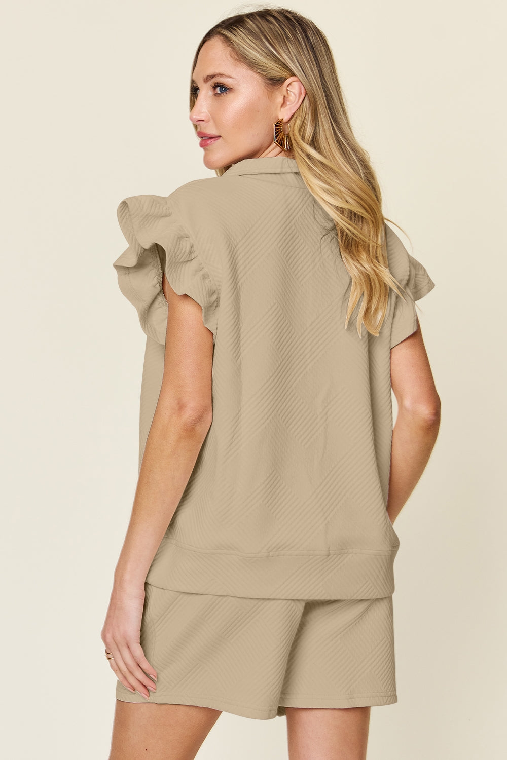 Double Take Full Size Texture Flounce Sleeve Top and Drawstring Shorts Set Apparel/Tops Double Take Ship from USA TikTok Tops Trendsi USPS Walmart Walmart Apparel Trendsi https://www.cyberehub.com