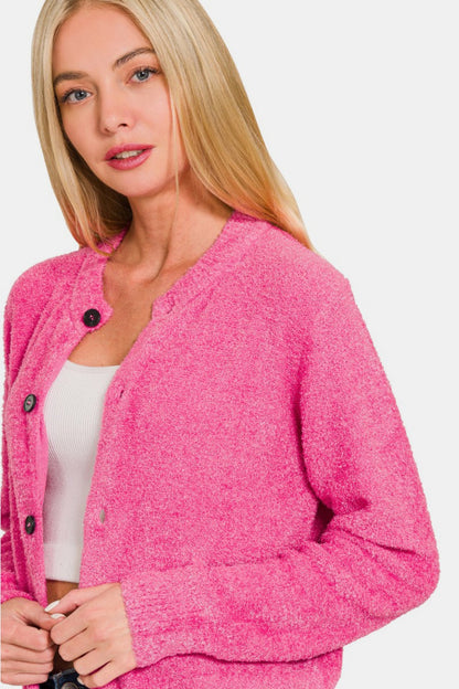 Zenana Button Down Long Sleeve Sweater Cardigan Shirt Apparel Clothing Tops Ship from USA Shirts USA Women Zenana Trendsi https://www.cyberehub.com