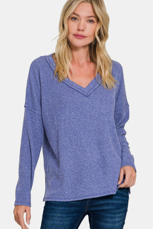 Zenana Full Size Ribbed V-Neck Drop Shoulder Top Marlin Apparel/Tops Ship from USA TikTok Tops Trendsi USPS Walmart Walmart Apparel Zenana Trendsi https://www.cyberehub.com
