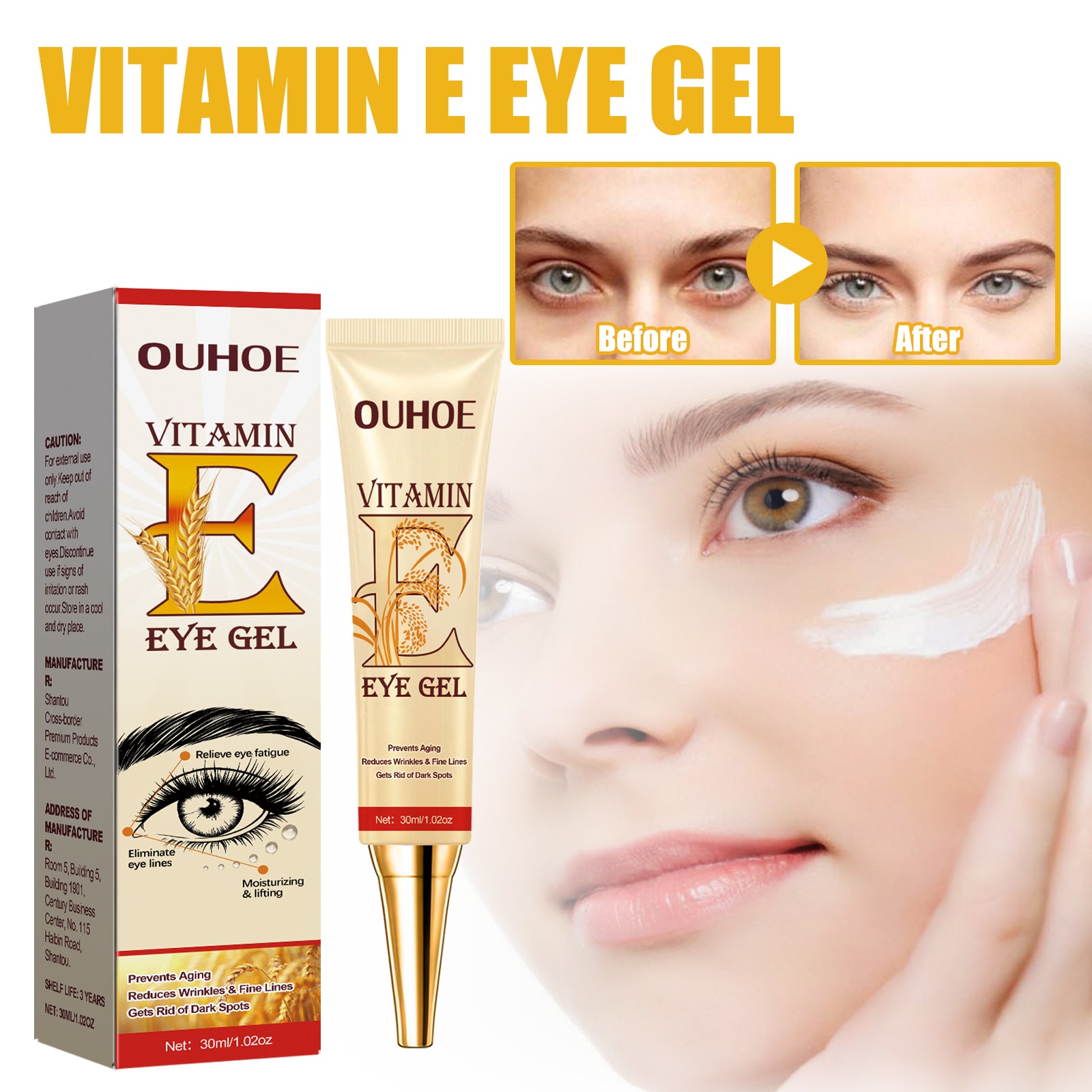 Vitamin E Eye Cream, Lightened Dark Circles Crow's Feet, Firmed And Moisturized Eye Cream default title Health Eprolo https://www.cyberehub.com