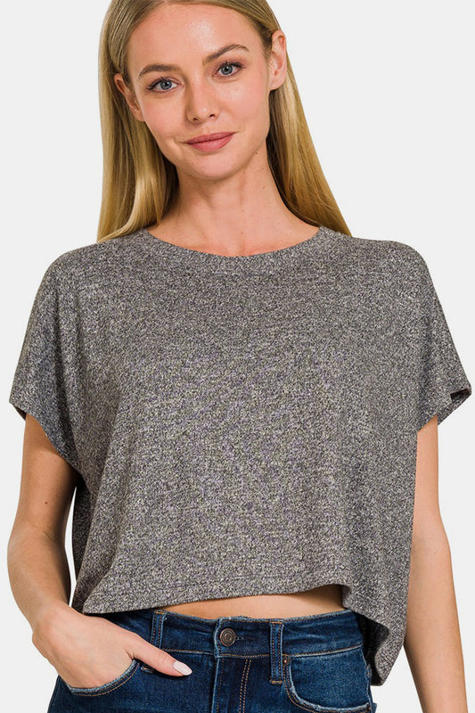 Zenana Short Sleeve Round Neck Cropped T-Shirt Tops/Jackets/Sweaters Clothing Tops Ship from USA TikTok Trendsi USPS Walmart Zenana Trendsi https://www.cyberehub.com