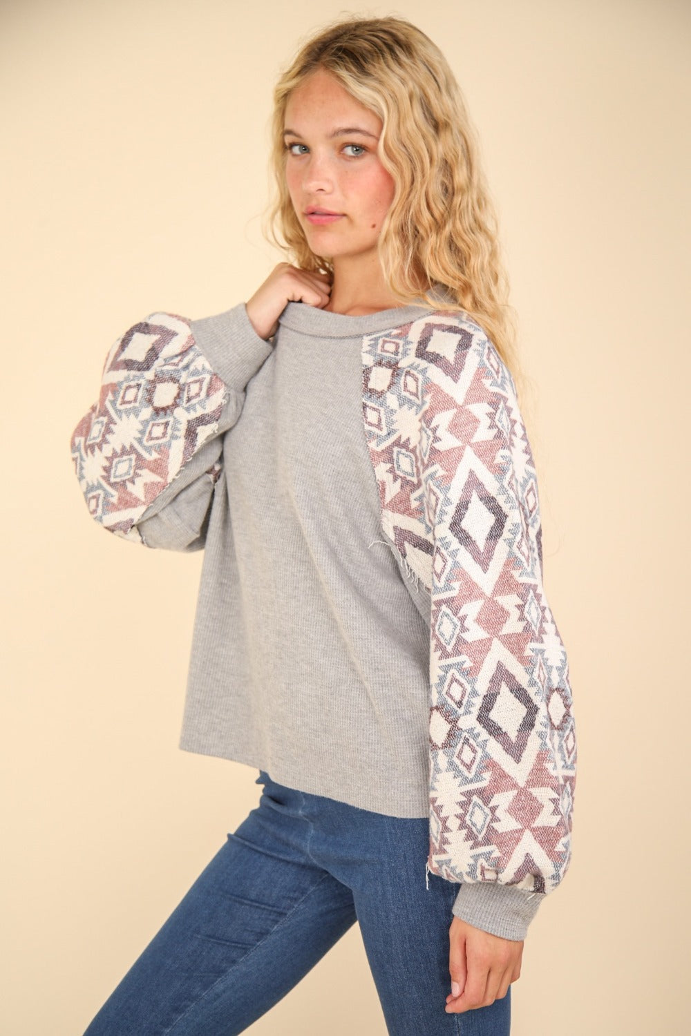 VERY J Printed Long Sleeve Round Neck Knit Top Shirt Apparel Clothing Tops Ship from USA Shirts USA VERY J Women Trendsi https://www.cyberehub.com