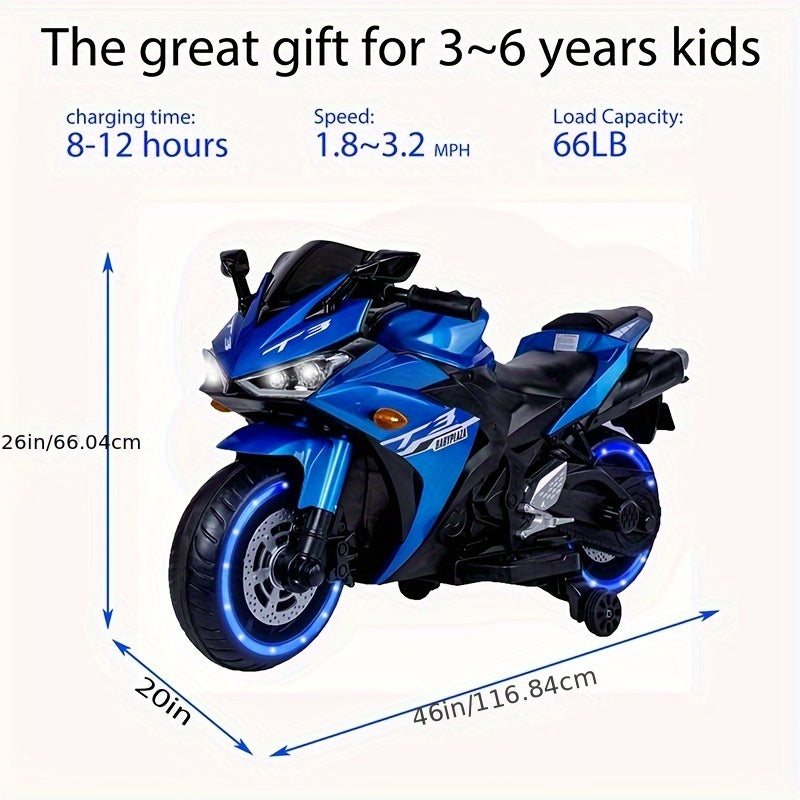 Kids Motorcycle, 12V Motorcycle for kids 3-6 years Boys and Girls 12v7ah Kids Motorcycle Ride On Toy with Training Wheels/manual throttle/ drive by hand /Lighting wheels Giga Kids Toys Giga https://www.cyberehub.com
