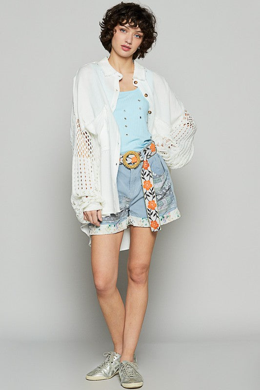 POL Openwork Lantern Sleeve Button Down Gauze Shirt Apparel Apparel POL Ship from USA TikTok Trendsi Trendsi https://www.cyberehub.com