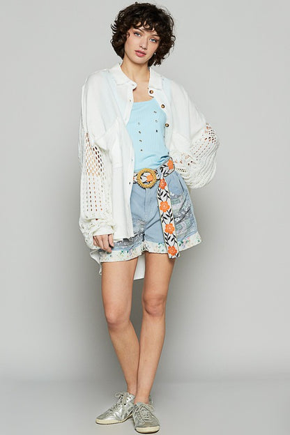 POL Openwork Lantern Sleeve Button Down Gauze Shirt Apparel Apparel POL Ship from USA TikTok Trendsi Trendsi https://www.cyberehub.com